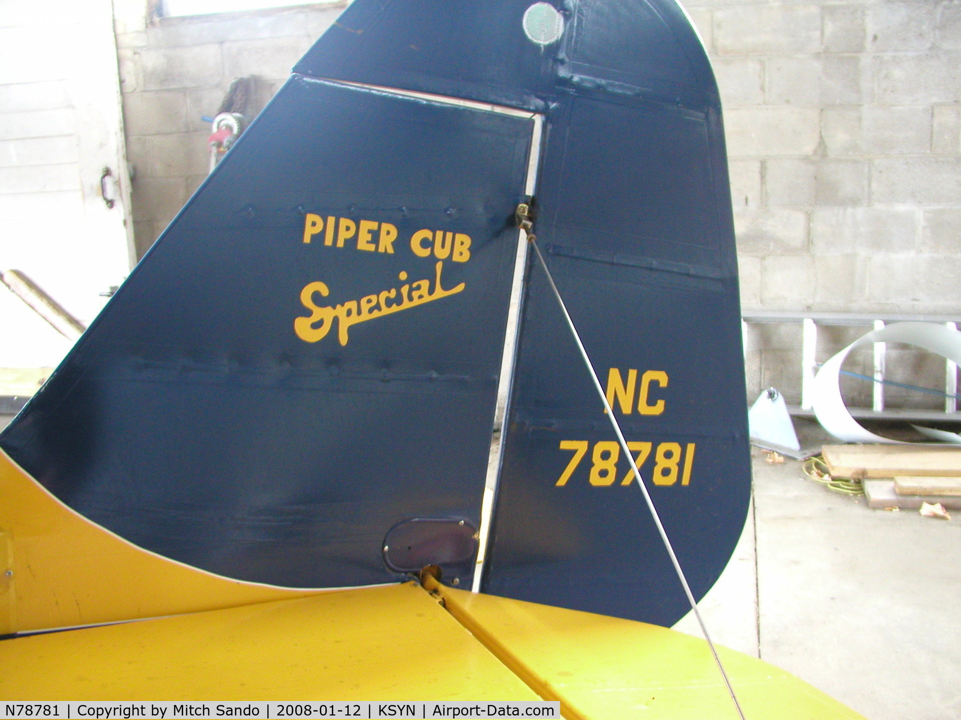 N78781, 1947 Piper PA-11 Cub Special C/N 11-1559, Parked inside the main hangar at Stanton.