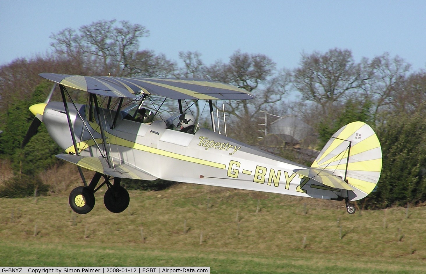 G-BNYZ, 1946 Stampe-Vertongen SV-4C C/N 200, SV4E landing at Turweston