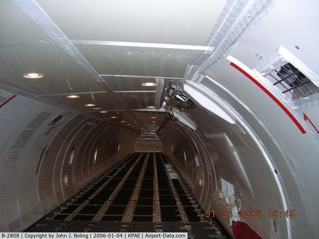 B-2808, 1989 Boeing 757-26D C/N 24471, Interior after conversion from pax to cargo.
