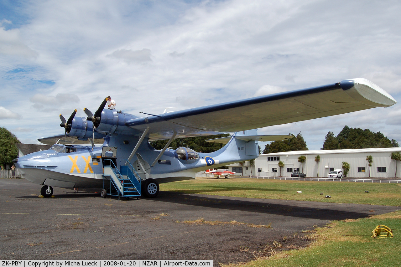 ZK-PBY, Consolidated Vultee PBY-5A Catalina C/N CV-357, At Ardmore, getting ready for a scenic flight