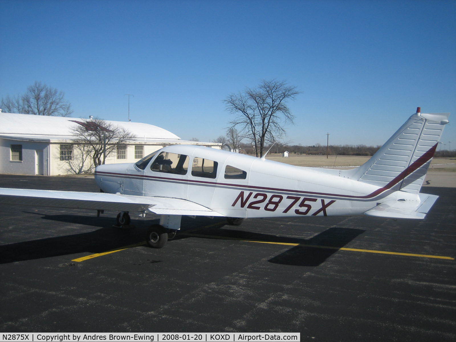 N2875X, 1979 Piper PA-28-161 C/N 28-7916502, parked on our ramp on a frigid day (wind chill of -11 degrees F!)