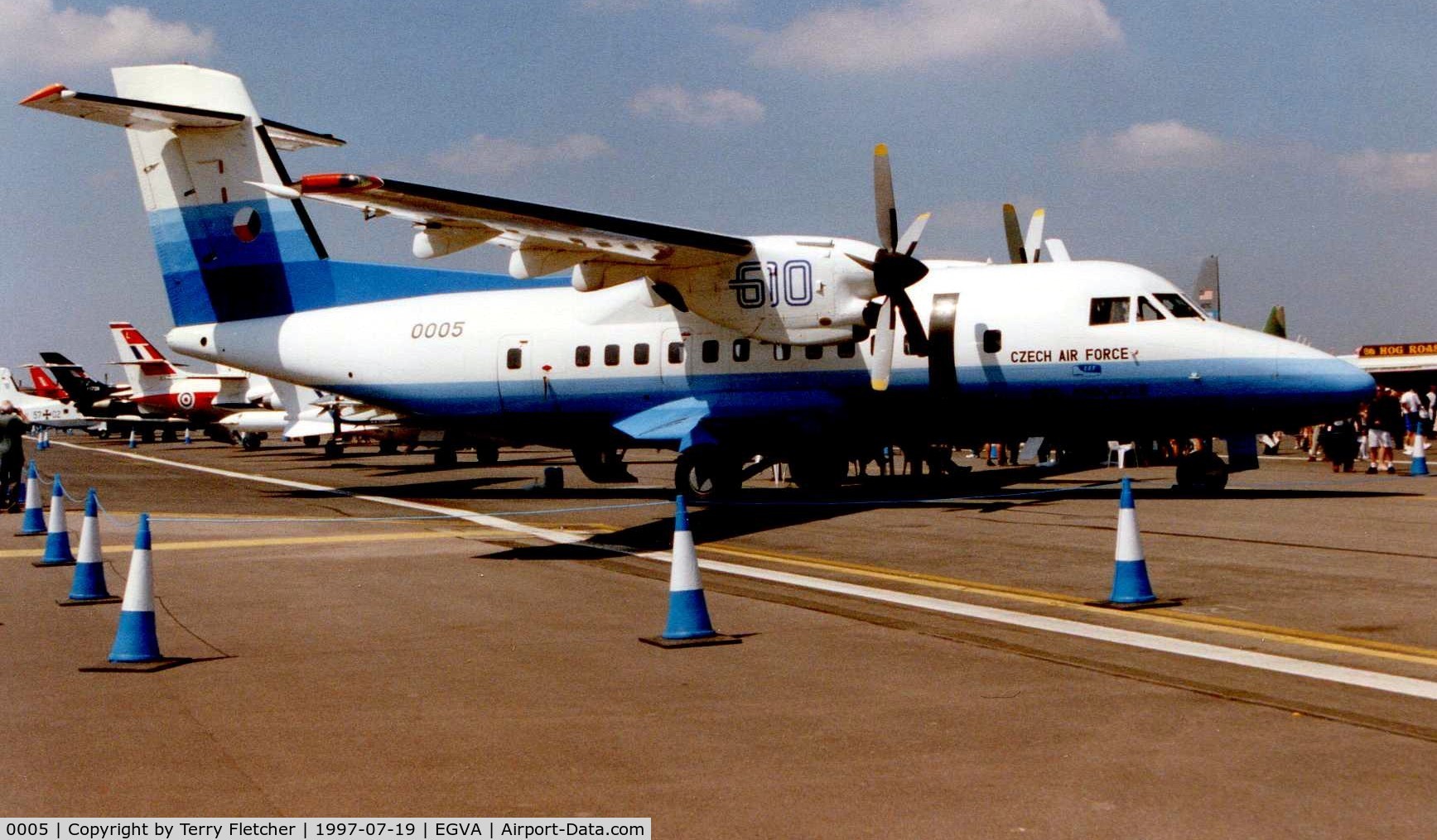 0005, 1990 Let L-610M C/N X-05, Let 610 displayed at 1997 Fairford Air Tattoo