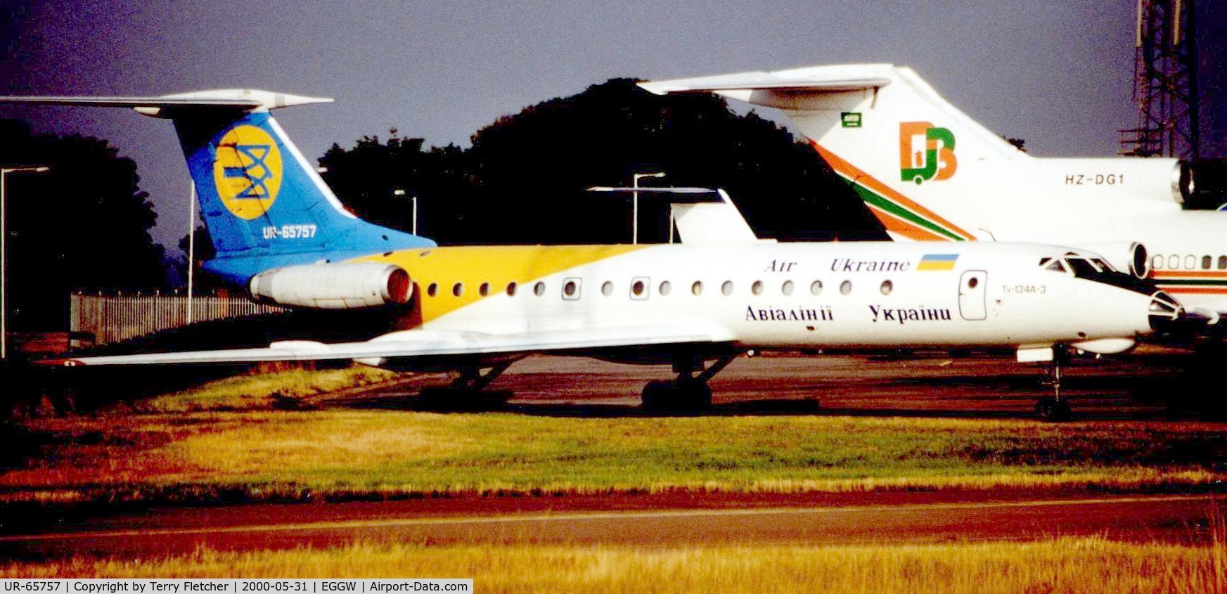 UR-65757, 1979 Tupolev Tu-134 C/N 62215, Air Ukraine Tu134 at Luton in 2000