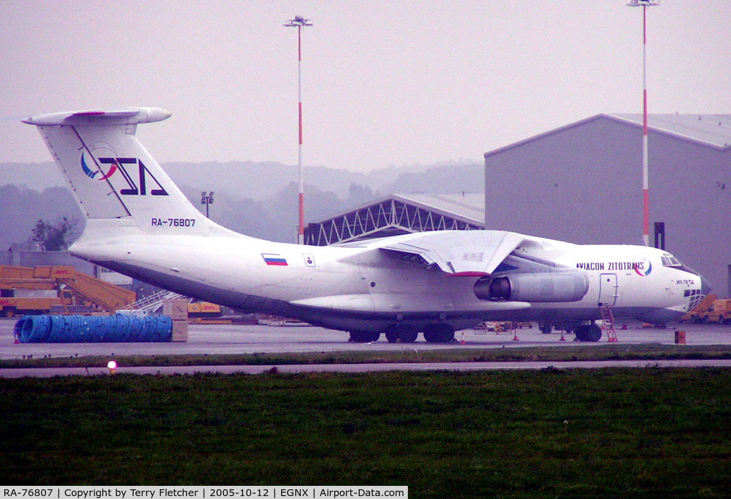 RA-76807, 1991 Ilyushin IL-76TD C/N 1013405176, Aviacom Zitotrans' IL76 on a Humanatarian Aid flight at East Midlands in 2005