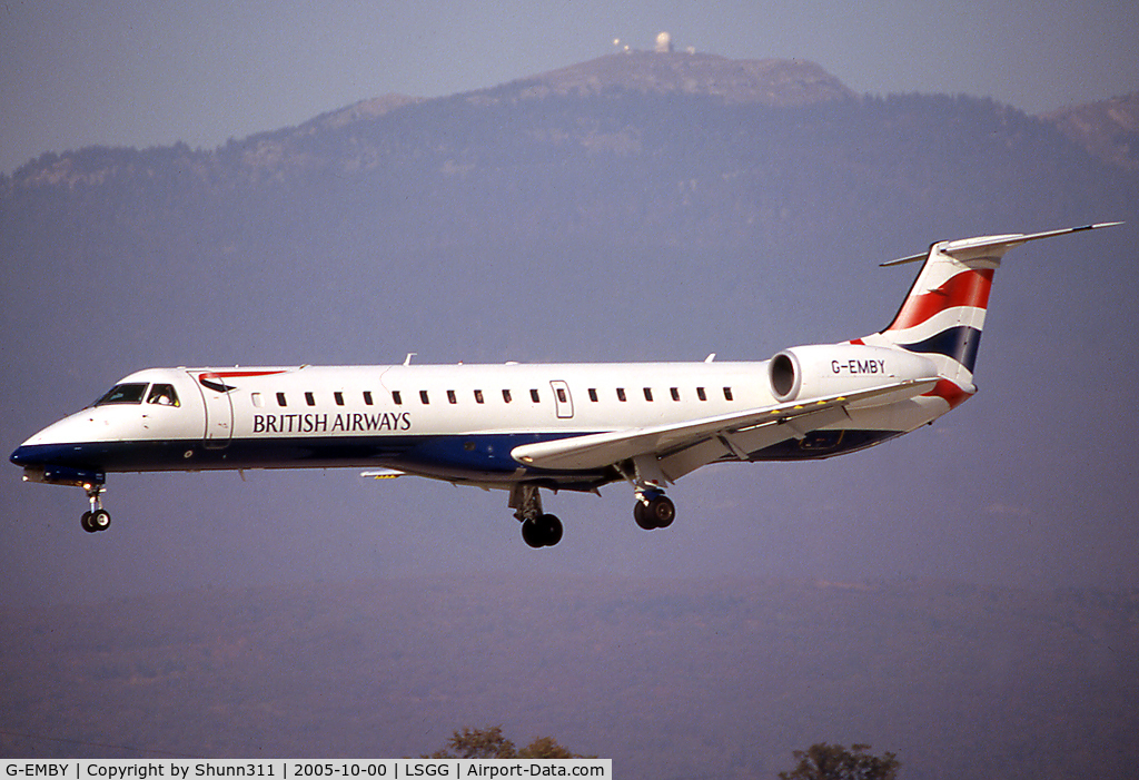 G-EMBY, 2002 Embraer EMB-145EU (ERJ-145EU) C/N 145617, Landing rwy 23