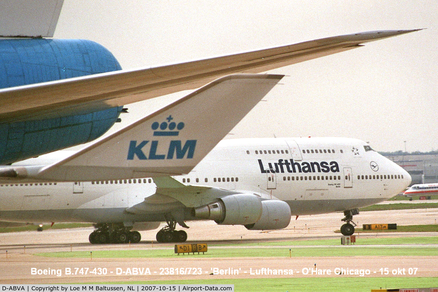 D-ABVA, 1989 Boeing 747-430 C/N 23816, Lufthansa behind KLM, D-ABVA overtaking PH-BFY outside Terminal-2