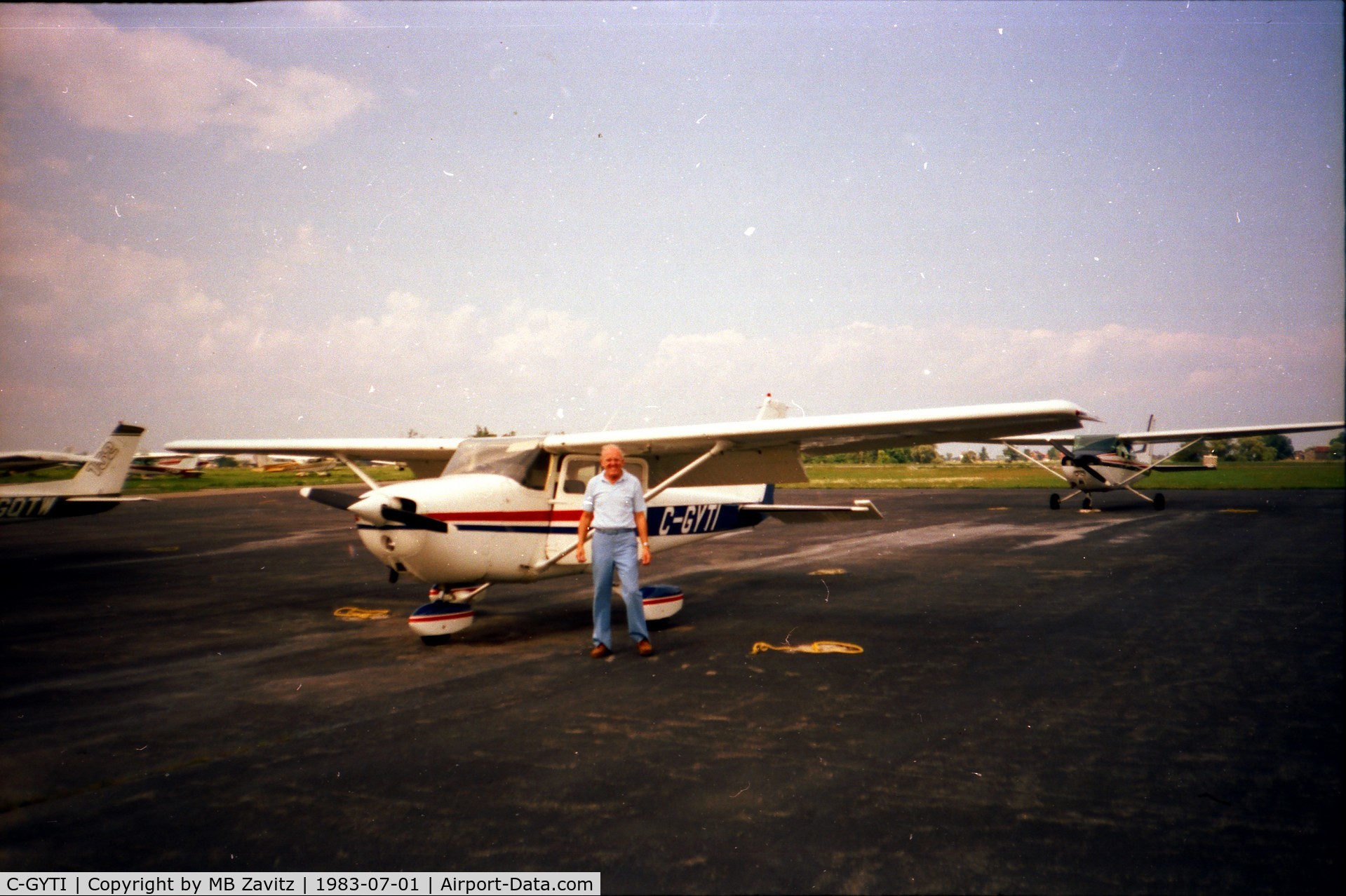 C-GYTI, 1977 Cessna 172N C/N 17268654, Taken at Brampton July 1983 with owner Jack Zavitz