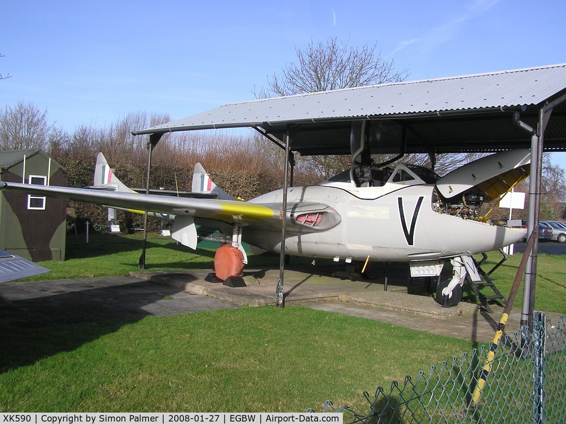 XK590, 1950 De Havilland DH-115 Vampire T.11 C/N 15779, Vampire T.11 preserved at Wellesbourne