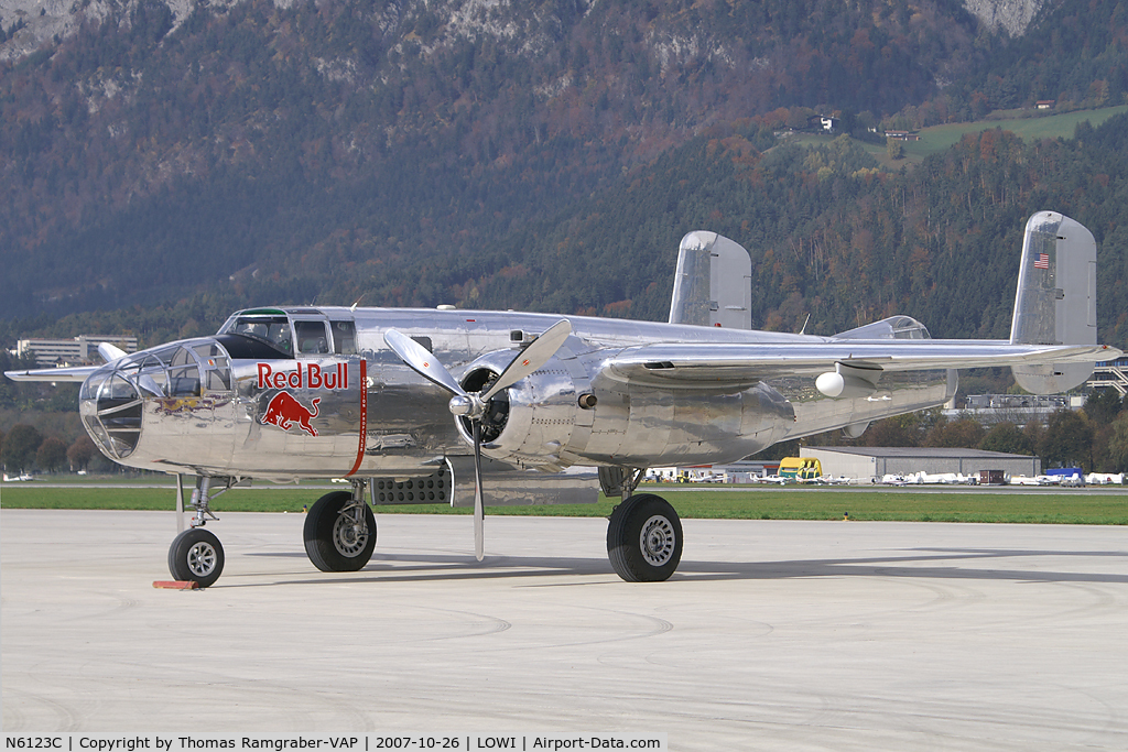 N6123C, 1945 North American B-25J-30-NC Mitchell Mitchell C/N 108-47647, Red Bull (The Flying Bulls) North American B25 Mitchell