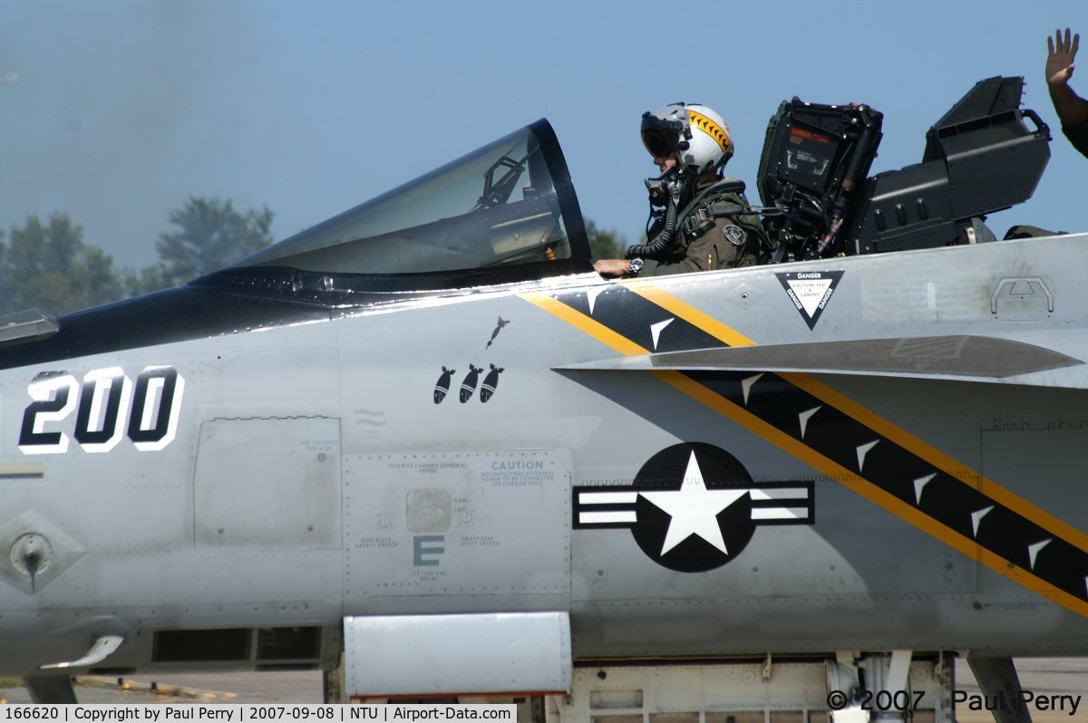 166620, Boeing F/A-18F Super Hornet C/N F113, Her mission marks, below the windscreen