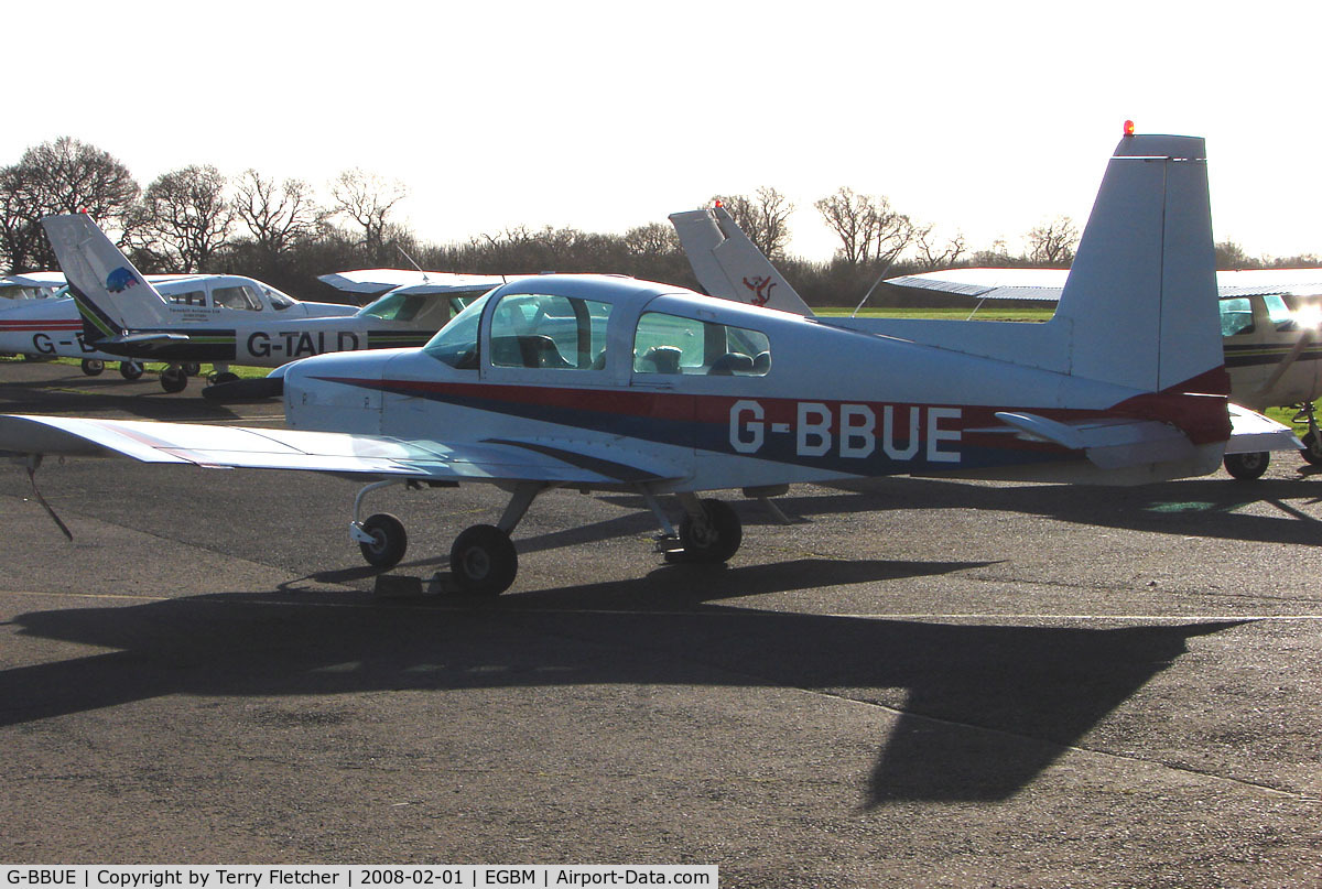 G-BBUE, 1973 Grumman American AA-5 Traveler C/N AA5-0479, Grumman AA-5 at Tatenhill in Feb 2008