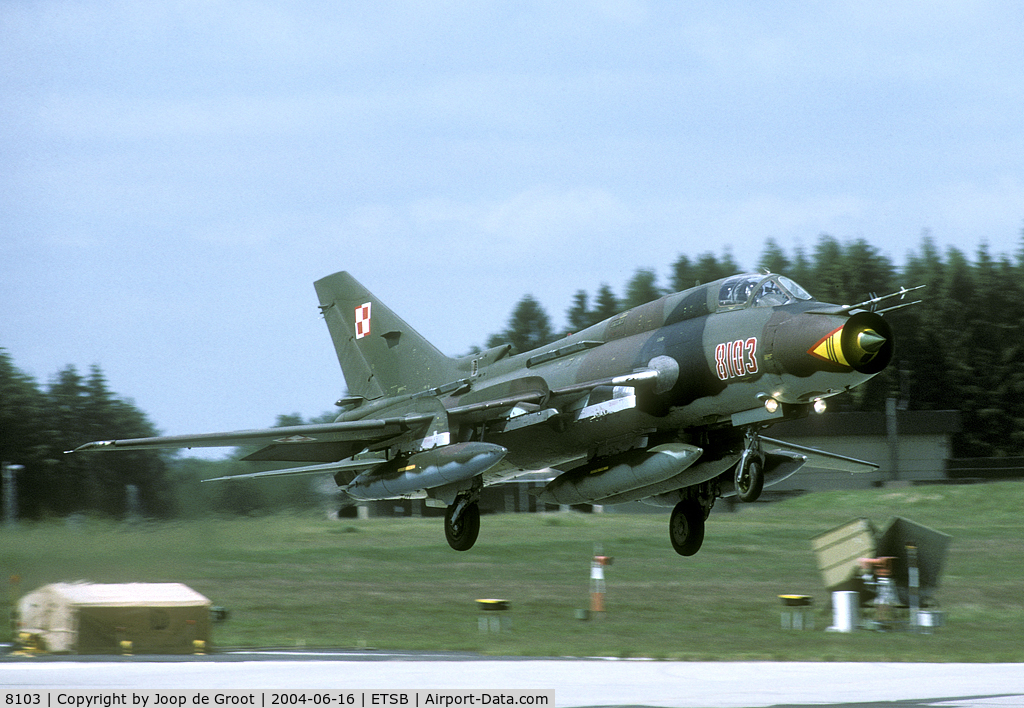 8103, Sukhoi Su-22M-4 C/N 28103, In 2004 Polish Su-22s participated in a NATO exercise operating from Buchel Air Base.