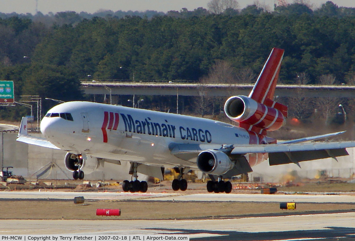 PH-MCW, 1998 McDonnell Douglas MD-11F C/N 48788, Martinair MD11 Freighter about to land at Atlanta in Feb 2007