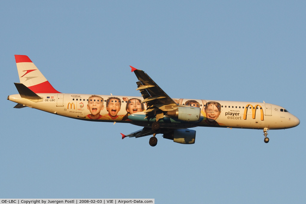 OE-LBC, 1996 Airbus A321-111 C/N 581, with EURO2008 sticker