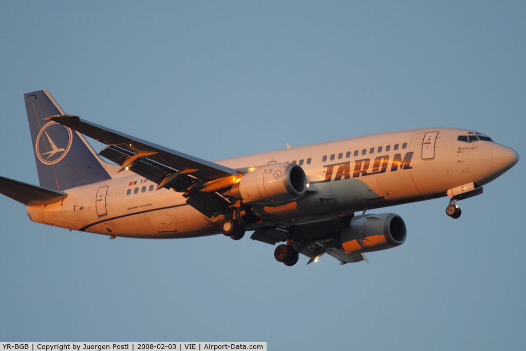 YR-BGB, 1993 Boeing 737-38J C/N 27180, sundown light - Boeing 737-38J