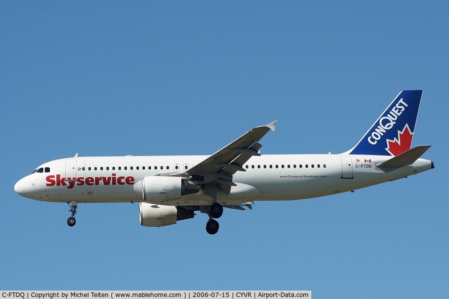 C-FTDQ, 2001 Airbus A320-214 C/N 1686, Skyservice Airlines (Conquest Vacations)