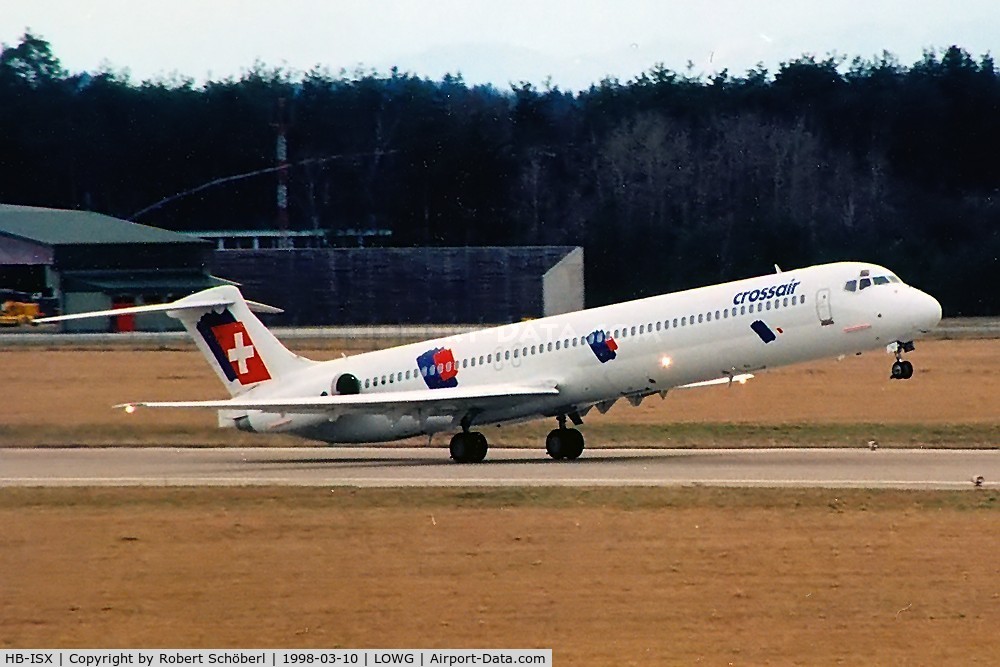 HB-ISX, 1989 McDonnell Douglas MD-83 (DC-9-83) C/N 49844, Departure after a fuel stop in LOWG