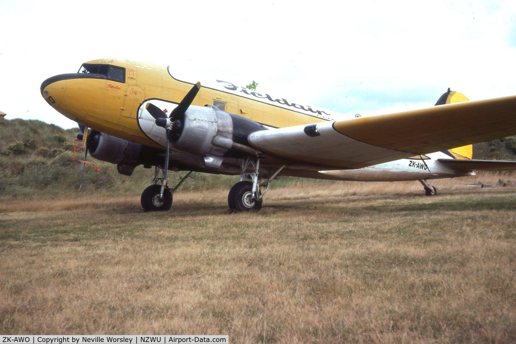 ZK-AWO, 1945 Douglas DC-3 (C-47B-35-DK) C/N 33480, At Wanganui 1975