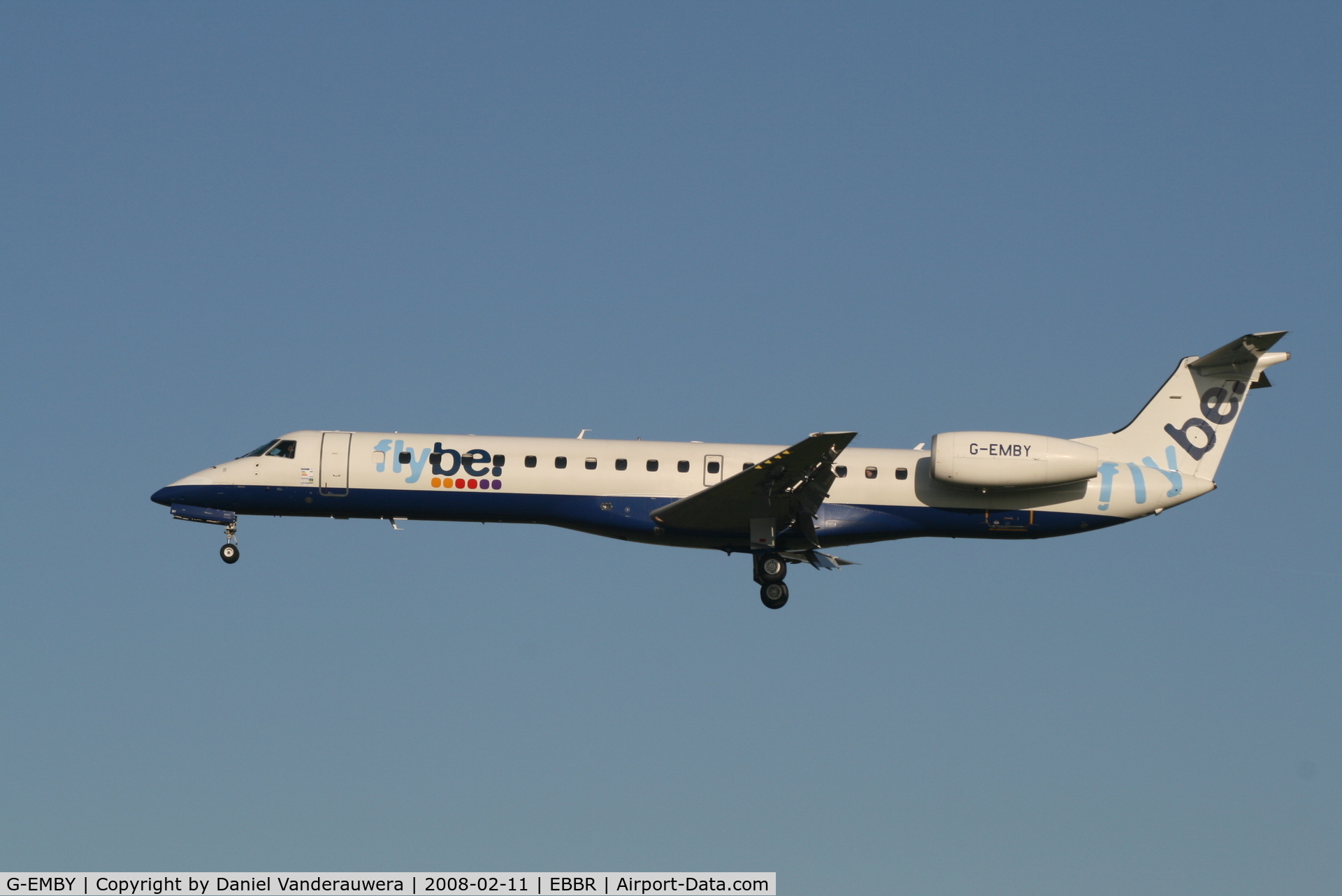 G-EMBY, 2002 Embraer EMB-145EU (ERJ-145EU) C/N 145617, flight BE1841 is descending to rwy 25L