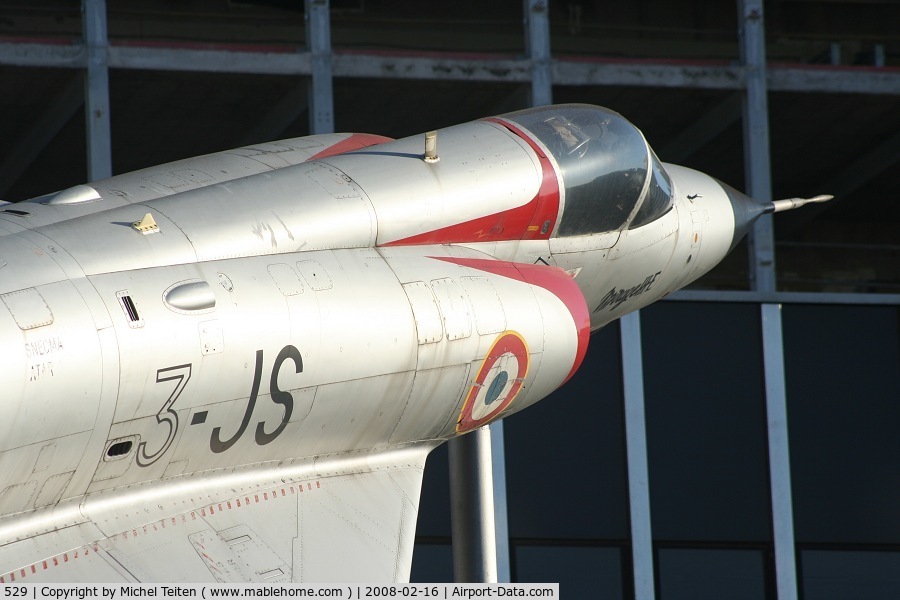 529, Dassault Mirage IIIE C/N 529, Displayed at the entry of BA117 Paris - Wears the colors of the EC 2/3 Champagne