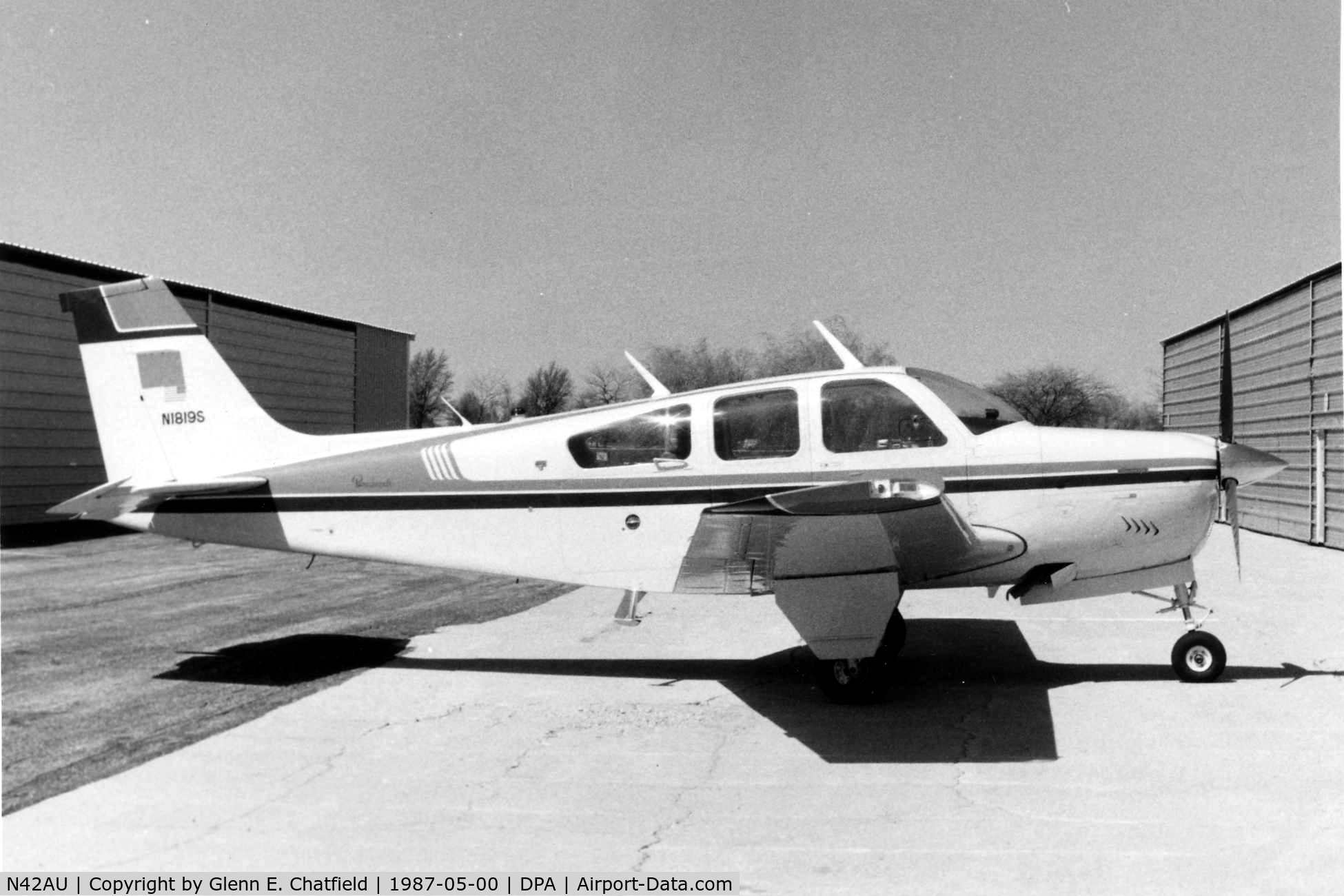 N42AU, 1982 Beech F33A Bonanza C/N CE-1010, Photo taken for aircraft recognition training when flown by David Nelson as N1819S.
