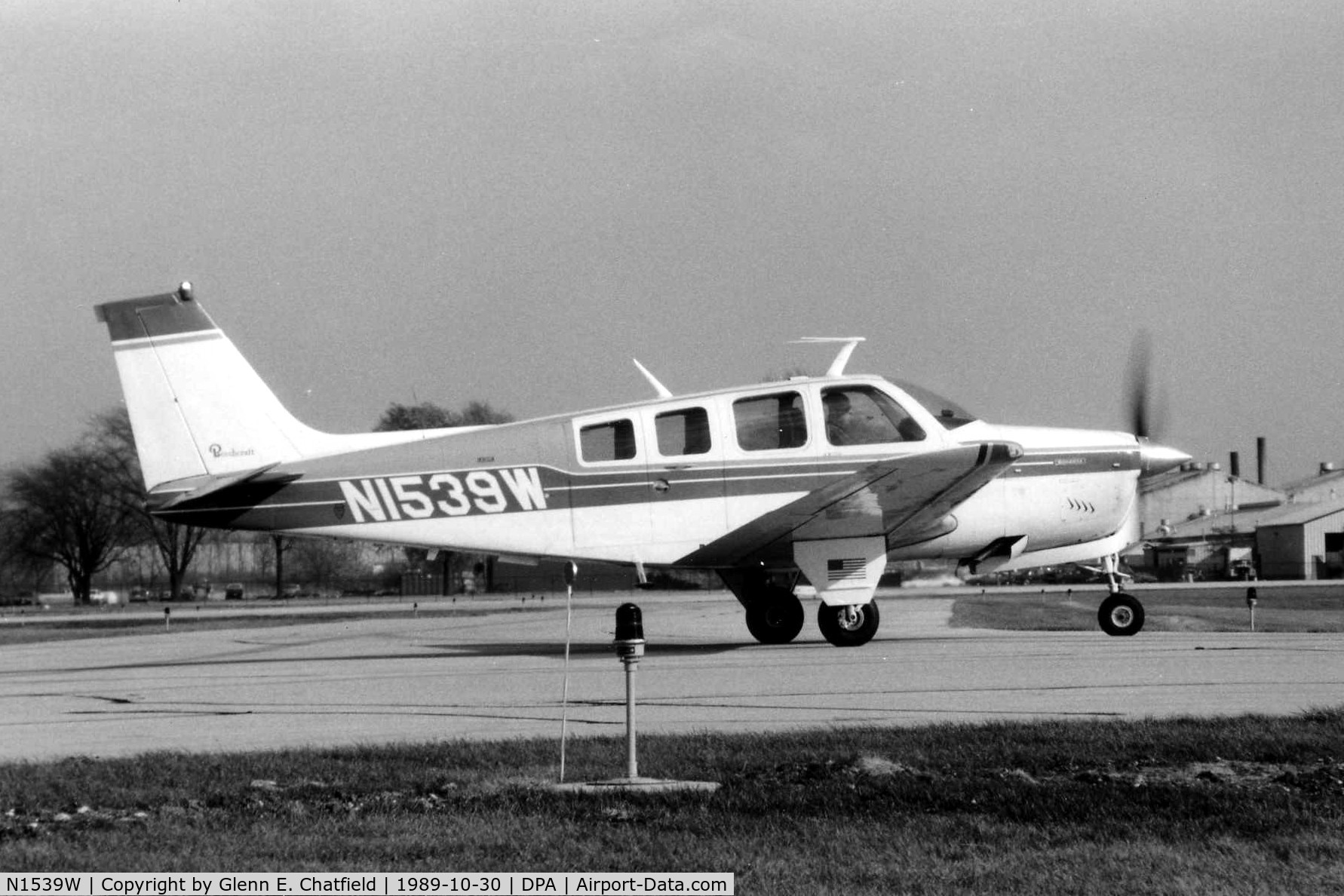 N1539W, 1972 Beech A36 Bonanza 36 C/N E-326, Photo taken for aircraft recognition training.  Ready for departure at Runway 28