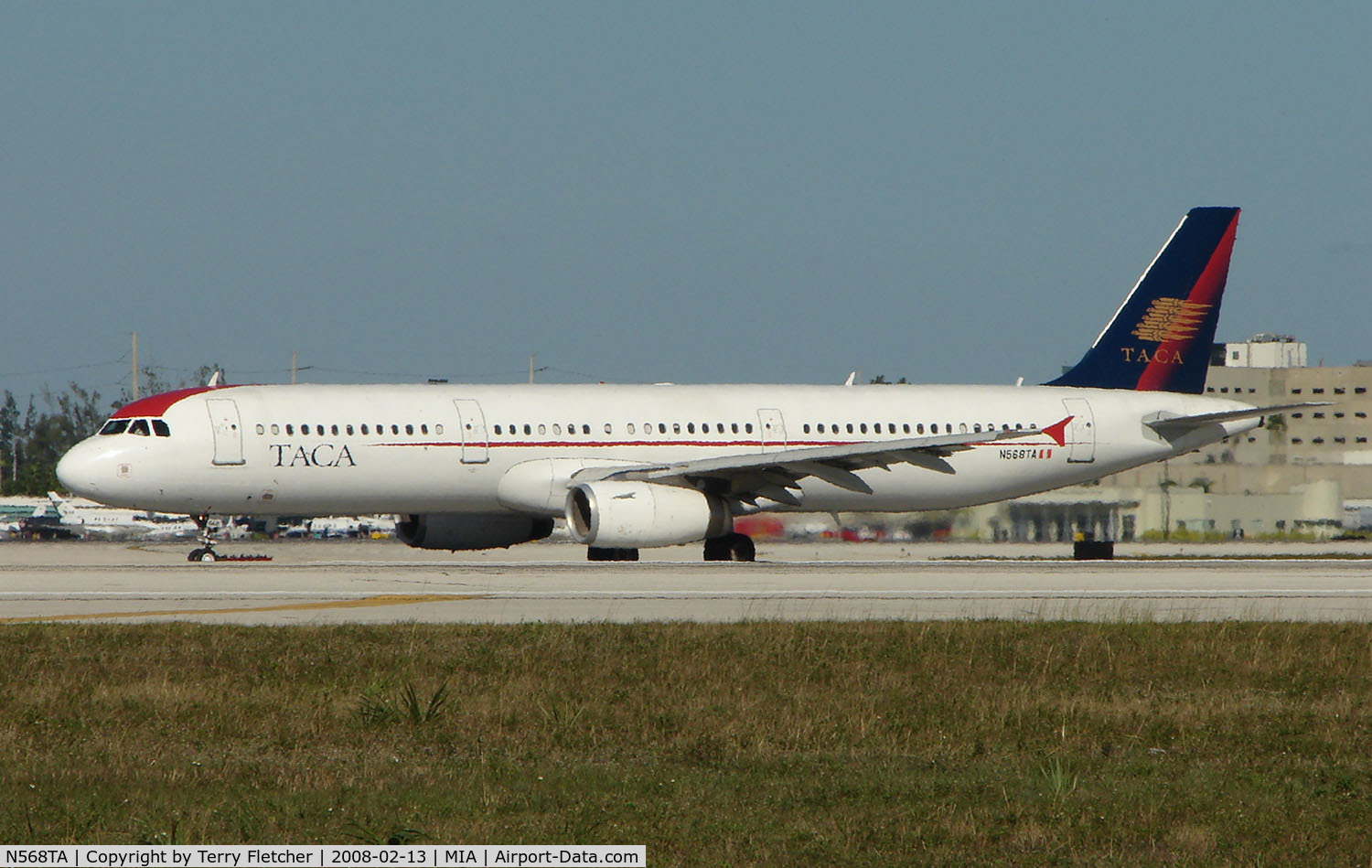 N568TA, 2006 Airbus A321-231 C/N 2687, TACA A321 prepares to depart Miami