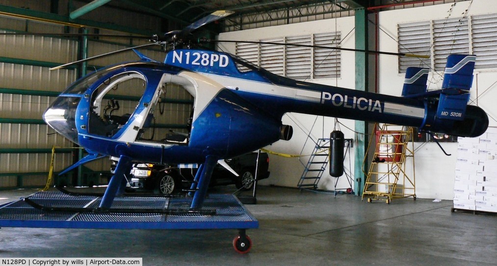 N128PD, 1994 McDonnell Douglas 500N C/N LN062, MD500N wait for police call!  Puerto Rico Police