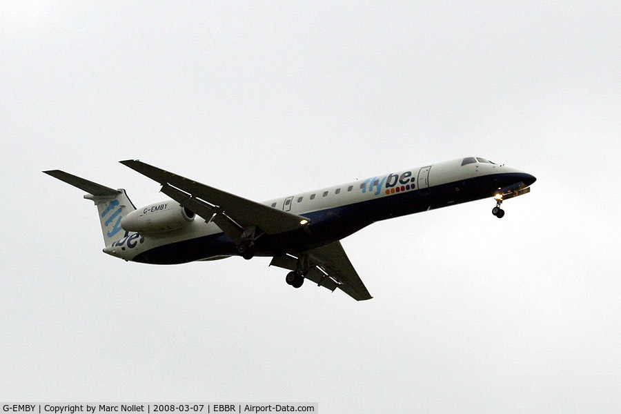 G-EMBY, 2002 Embraer EMB-145EU (ERJ-145EU) C/N 145617, Landing at Brussels Airport