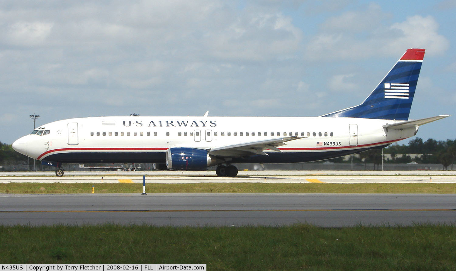 N435US, 1990 Boeing 737-4B7 C/N 24557, US Airways B737 at FLL in Feb 2008