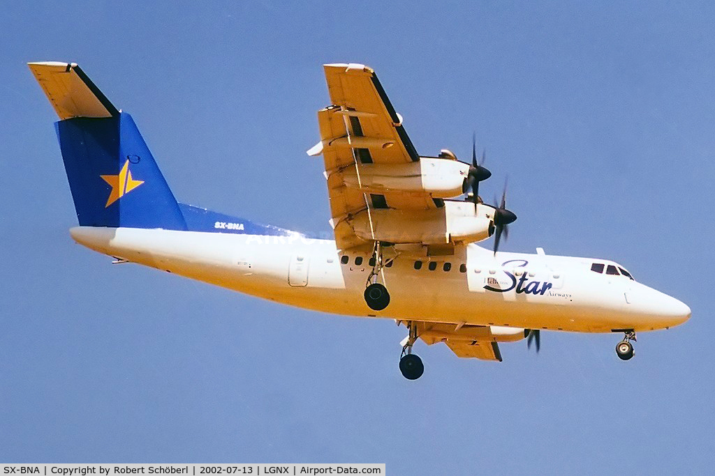 SX-BNA, 1982 De Havilland Canada DHC-7-102 Dash 7 C/N 90, Hellenic Star Airlines arriving from Athens
