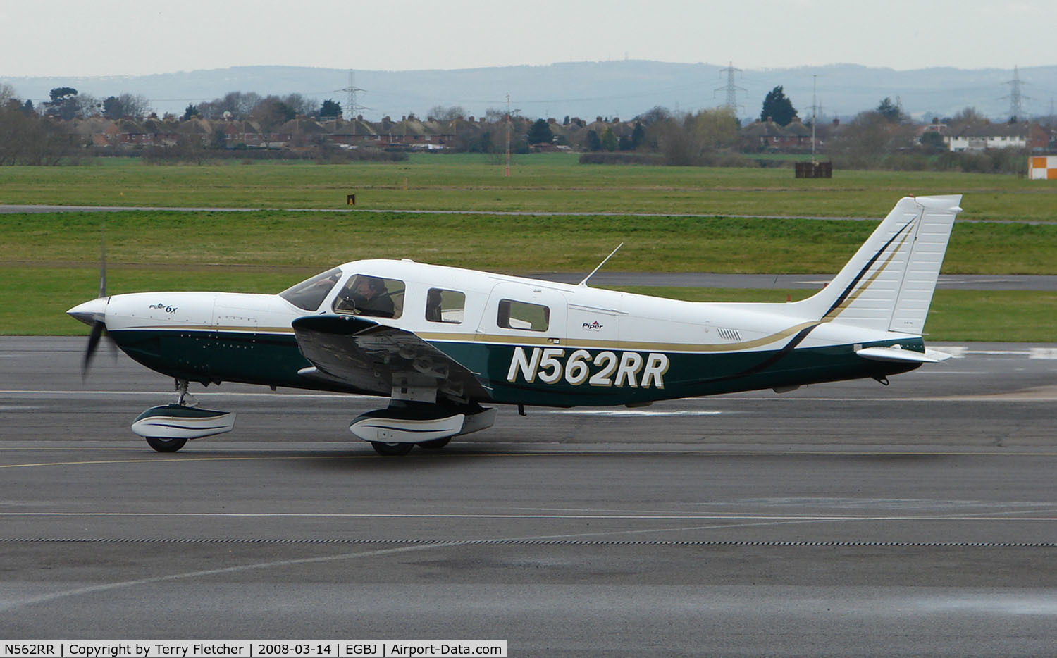 N562RR, 2004 Piper PA-32-301FT 6X Saratoga Saratoga C/N 3232021, A visitor to Gloucestershire Airport on the day of the horse racing Gold Cup  at the nearby Cheltenham Racecourse