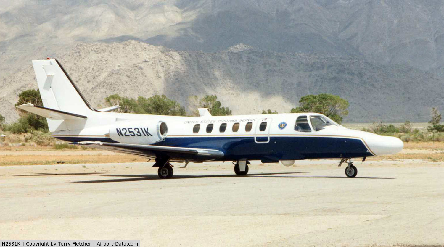 N2531K, 1989 Cessna 550 Citation II C/N 550-0594, US Cutoms Cessna 550 at a small strip in Nevada in 1997
