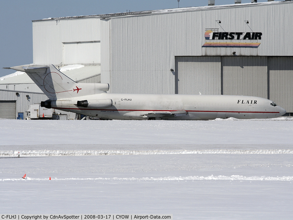 C-FLHJ, 1978 Boeing 727-281 C/N 21455, Flair Air Cargo Boeing 727 parked near the First Air hanger at Ottawa