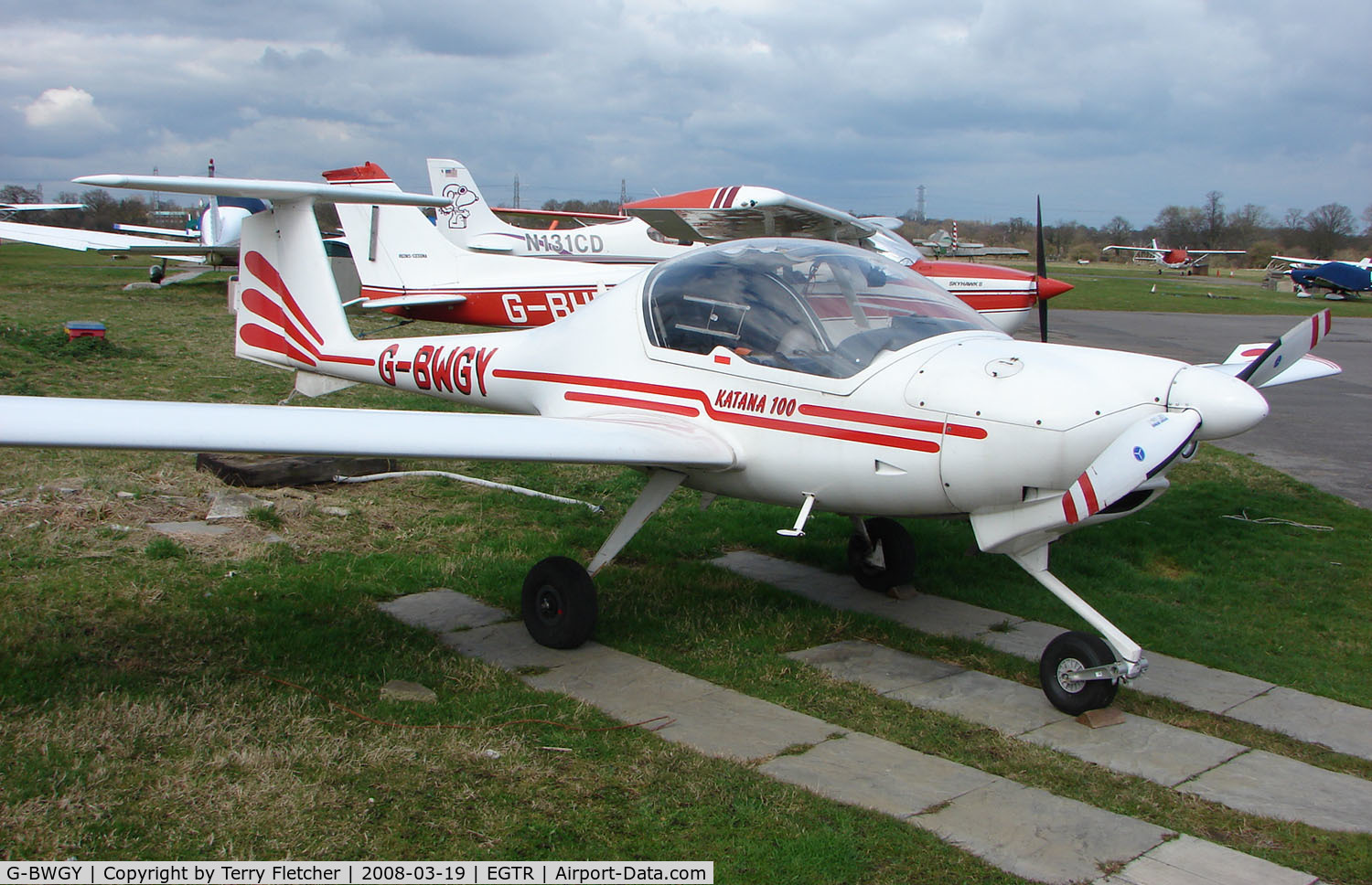 G-BWGY, 1995 HOAC DV-20 Katana C/N 20134, Part of the busy GA scene at Elstree Airfield in the northern suburbs of London