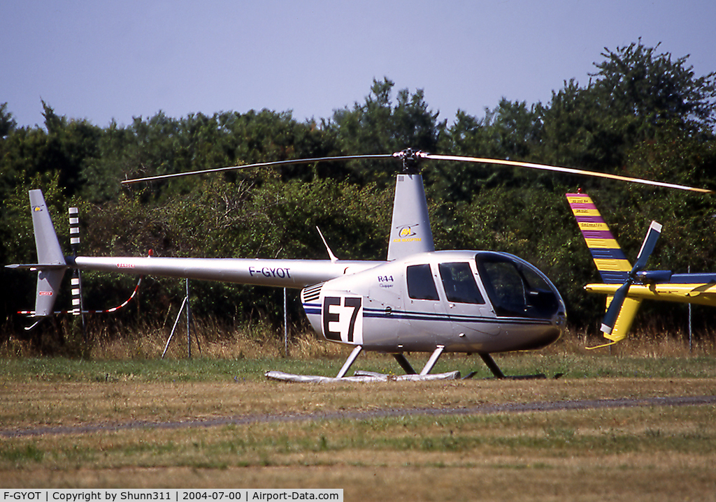 F-GYOT, Robinson R44 C/N 1068, During Magny-Cours Formula One GP 2004