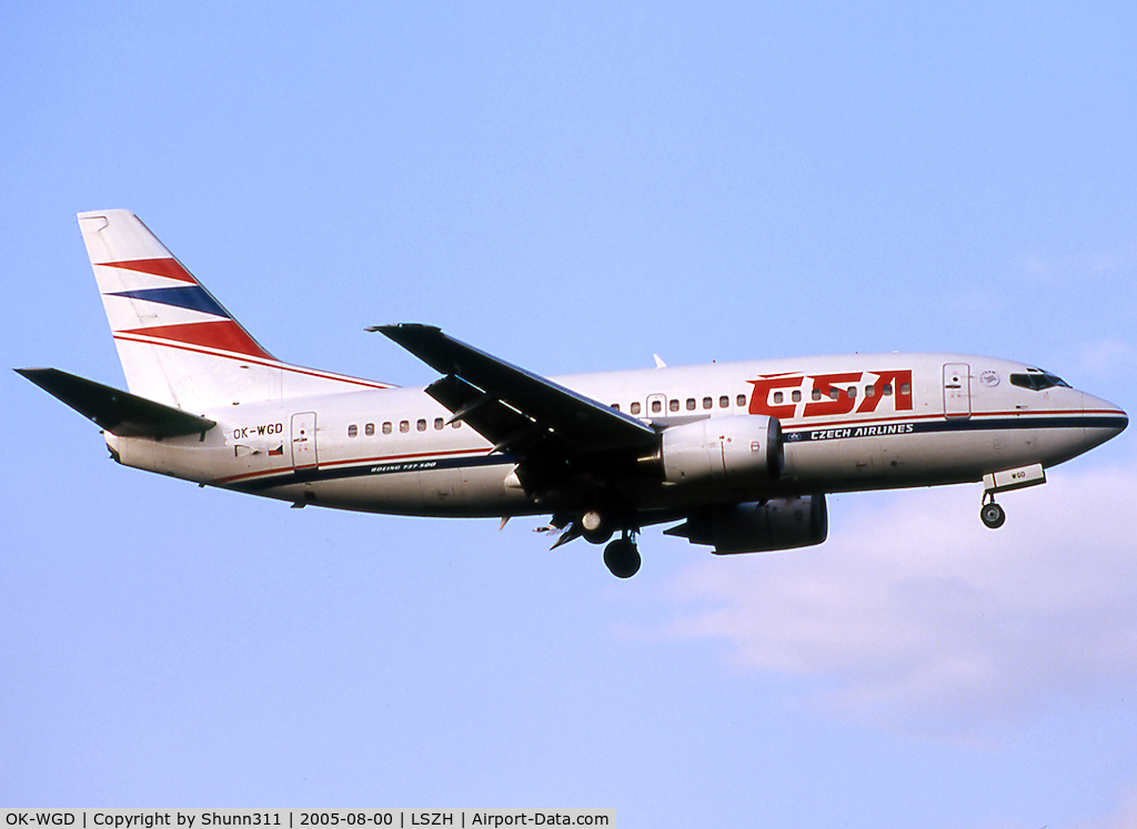 OK-WGD, 1991 Boeing 737-59D C/N 25065, Landing rwy 14