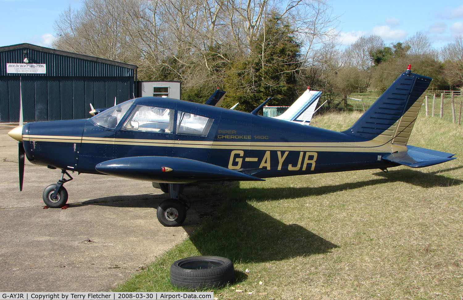 G-AYJR, 1970 Piper PA-28-140 Cherokee C/N 28-26694, Based aircraft at the quaintly named Hinton-in-the-Hedges airfield