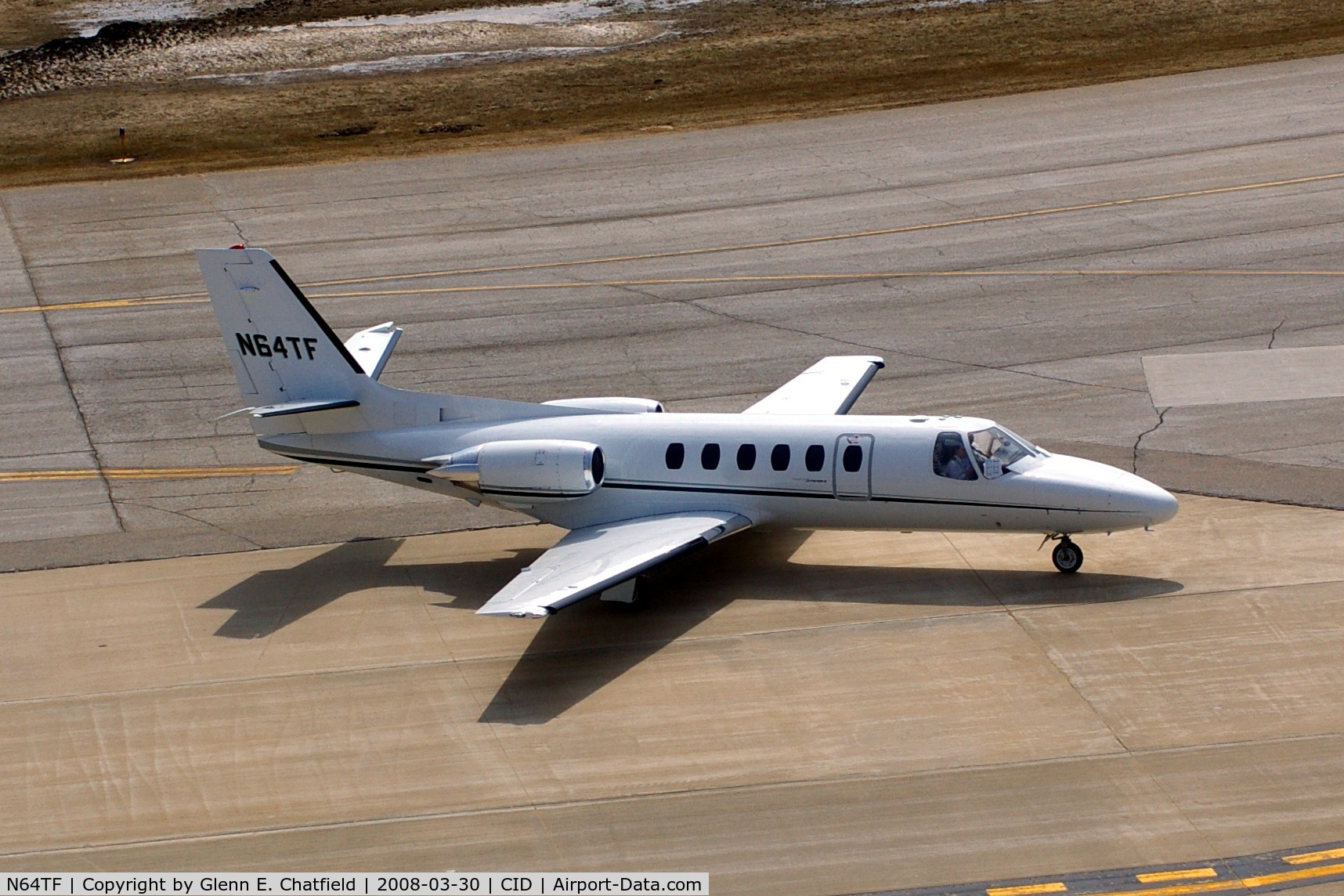 N64TF, 1979 Cessna 550 Citation II C/N 550-0064, Just arrived, taxiing past the tower to Landmark