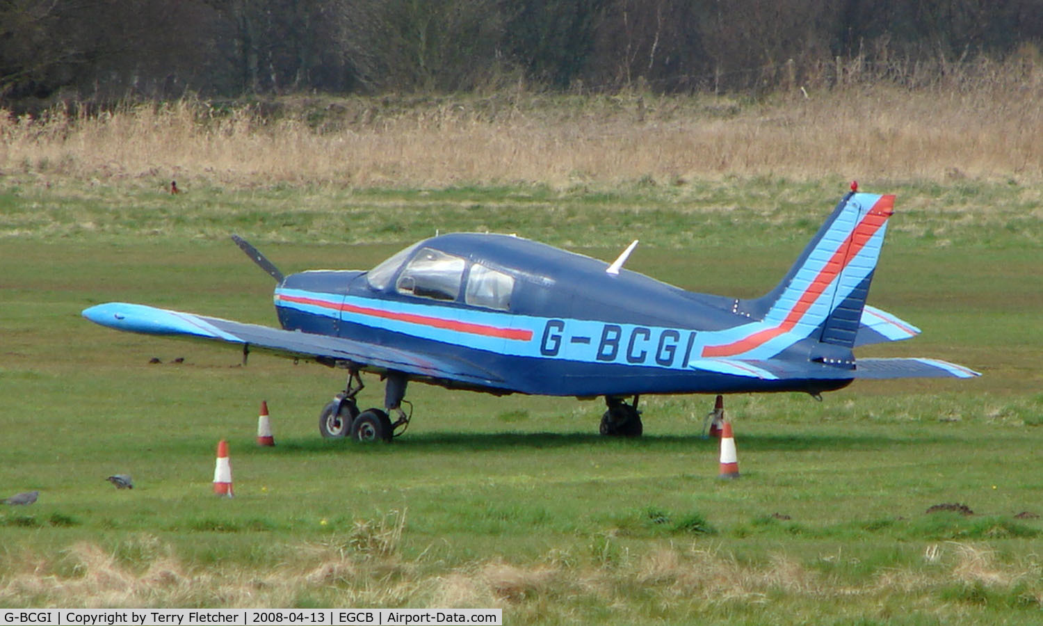 G-BCGI, 1974 Piper PA-28-140 Cherokee Cruiser C/N 28-7425283, Piper PA-28-140 parked remotely  at a waterlogged  Barton