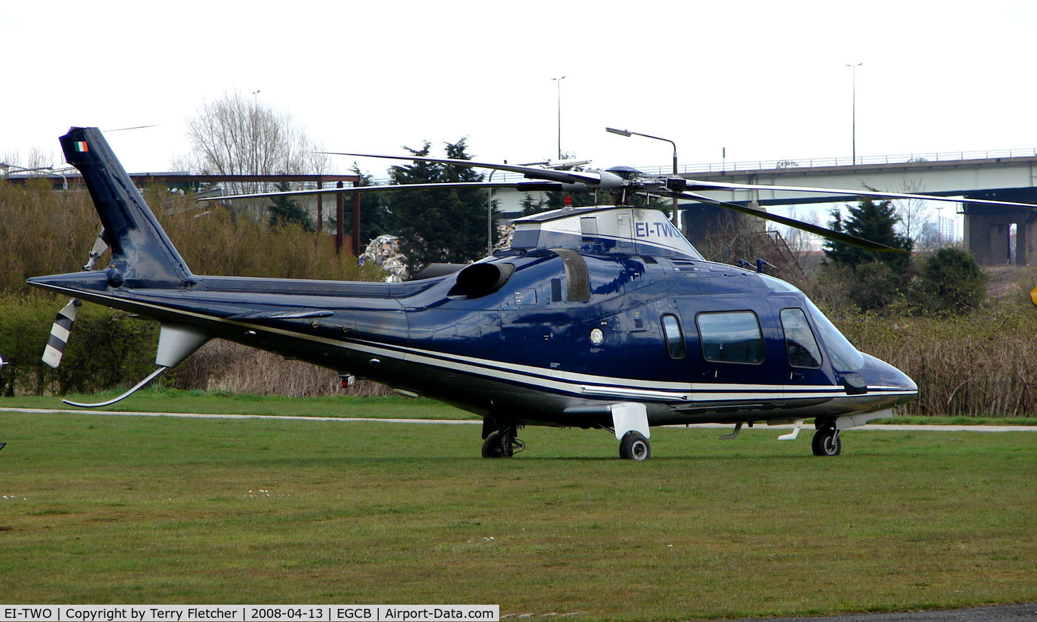 EI-TWO, 2001 Agusta A-109E Power C/N 11131, One of 8 Helicopter vistors to Barton Airfield for the Manchester United v Arsenal Soccer match