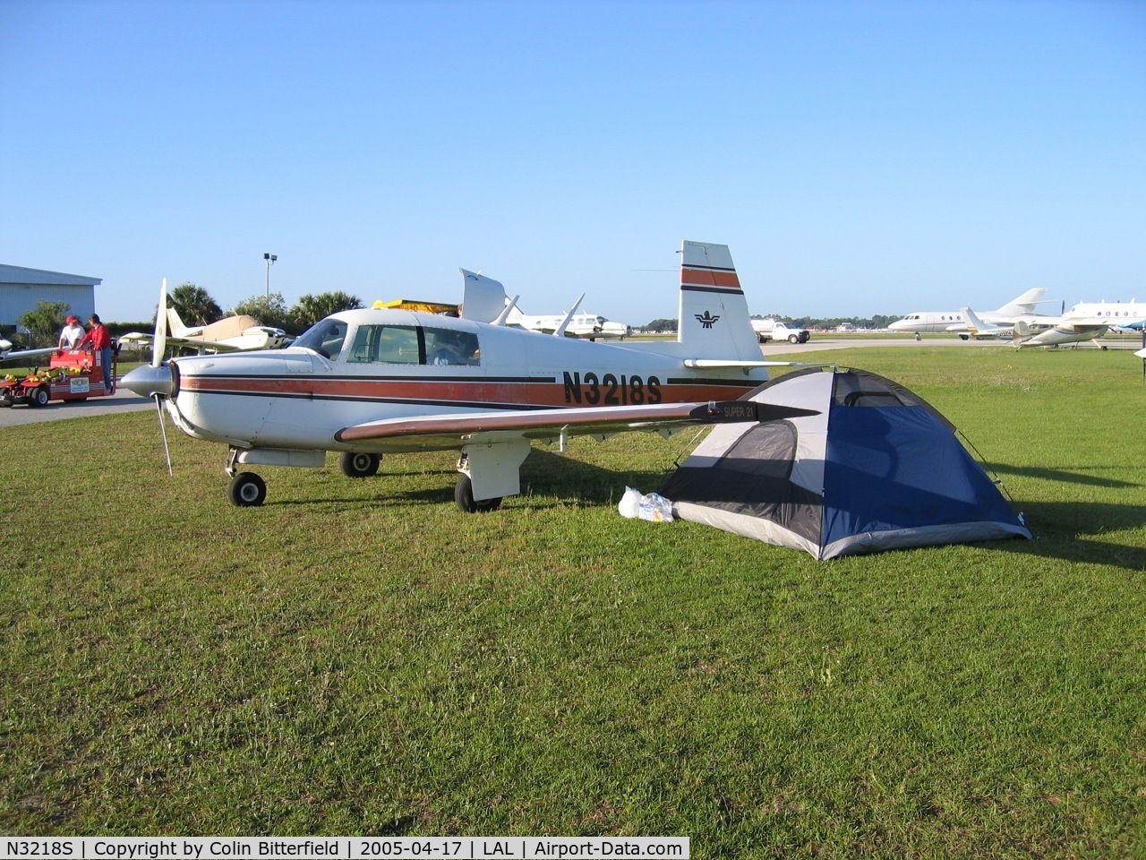 N3218S, Cessna 182G Skylane C/N 18255718, Mooney M20E, Camping at LAL Sun & FUN 2005