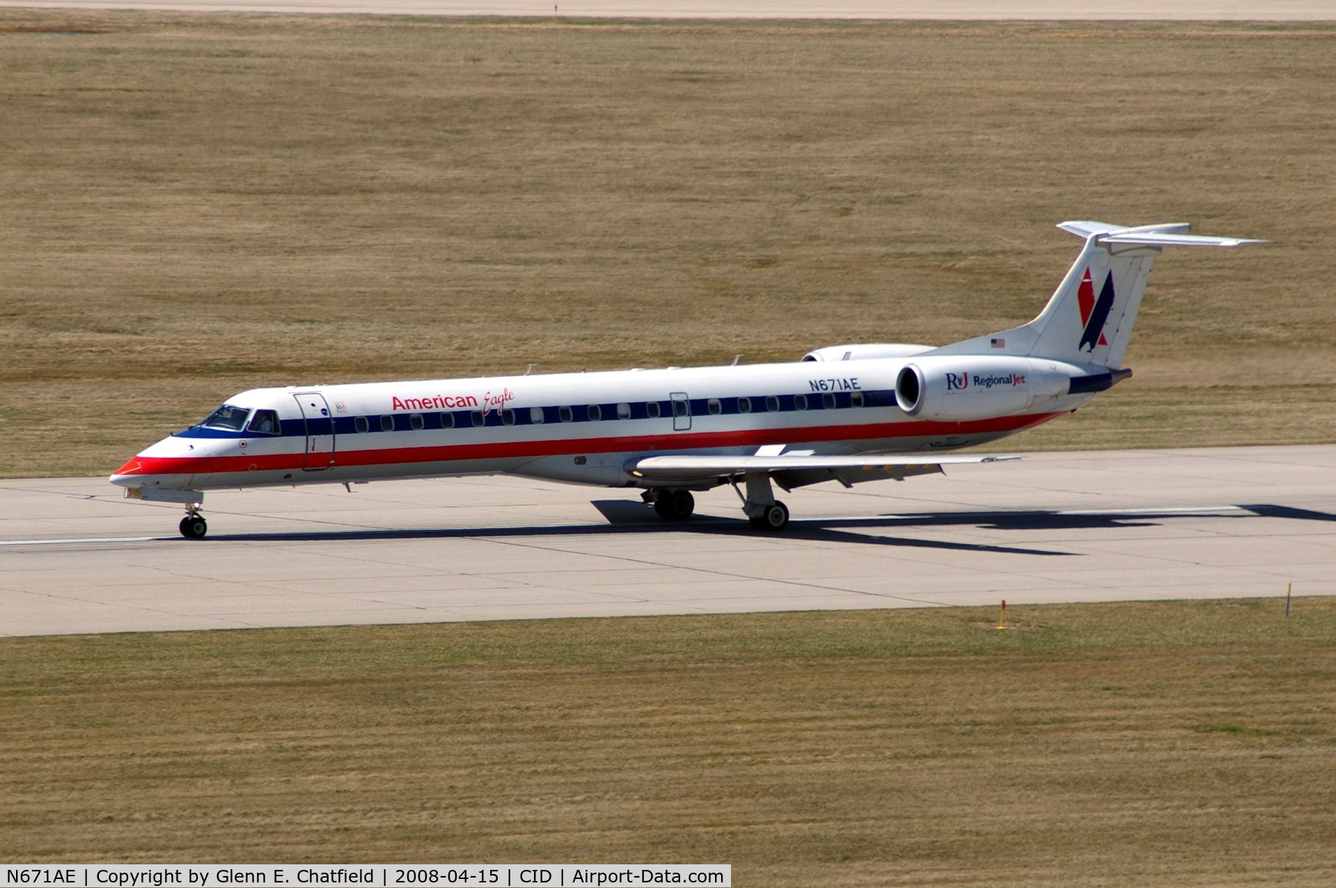 N671AE, 2004 Embraer ERJ-145LR (EMB-145LR) C/N 145793, Rolling out after landing runway 13