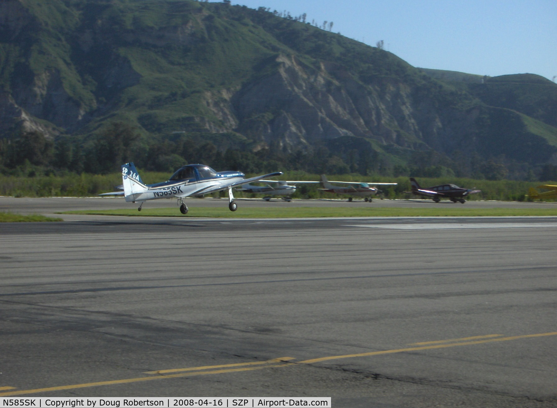 N585SK, 2003 Lanshe Aerospace Llc MAC-145B C/N 260013, 2003 Lanshe Aerospace LLC MAC-145B (Micco SP26A for Aerobatic), Lycoming IO-540-T4B5 260 Hp, takeoff Rwy 22, advanced aerobatics dual instruction flight to SZP's restricted aerobatic box.