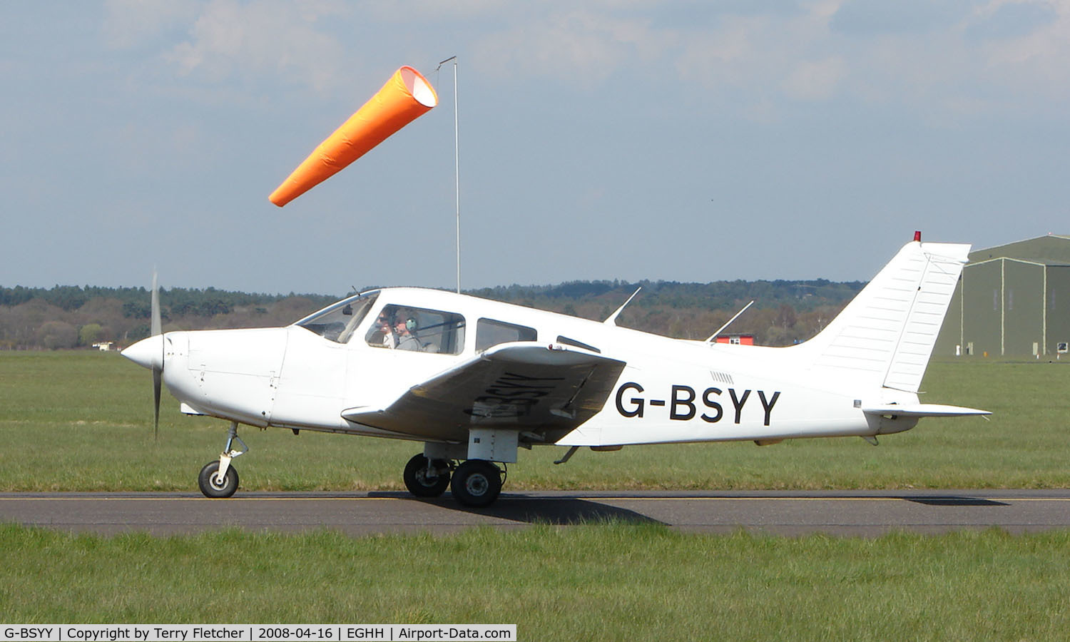 G-BSYY, 1986 Piper PA-28-161 Cherokee Warrior II C/N 2816009, Piper Pa-28-161 taxies out for an afternoon sortie from Bournemouth