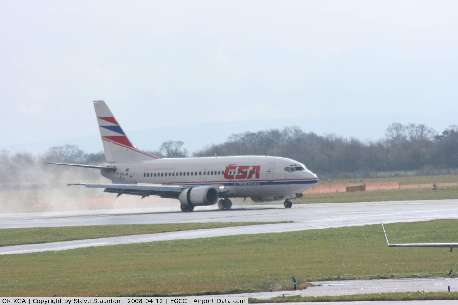 OK-XGA, 1992 Boeing 737-55S C/N 26539, Taken at Manchester Airport on a typical showery April day