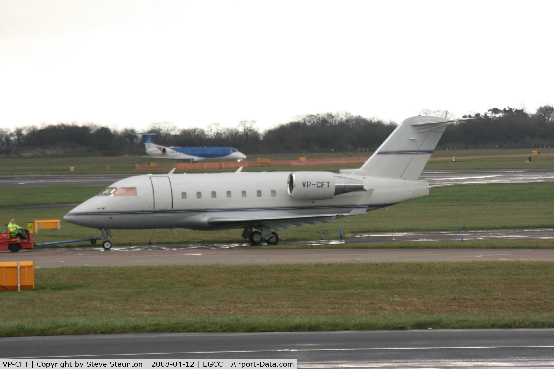 VP-CFT, 1990 Canadair Challenger 601-3A (CL-600-2B16) C/N 5067, Taken at Manchester Airport on a typical showery April day