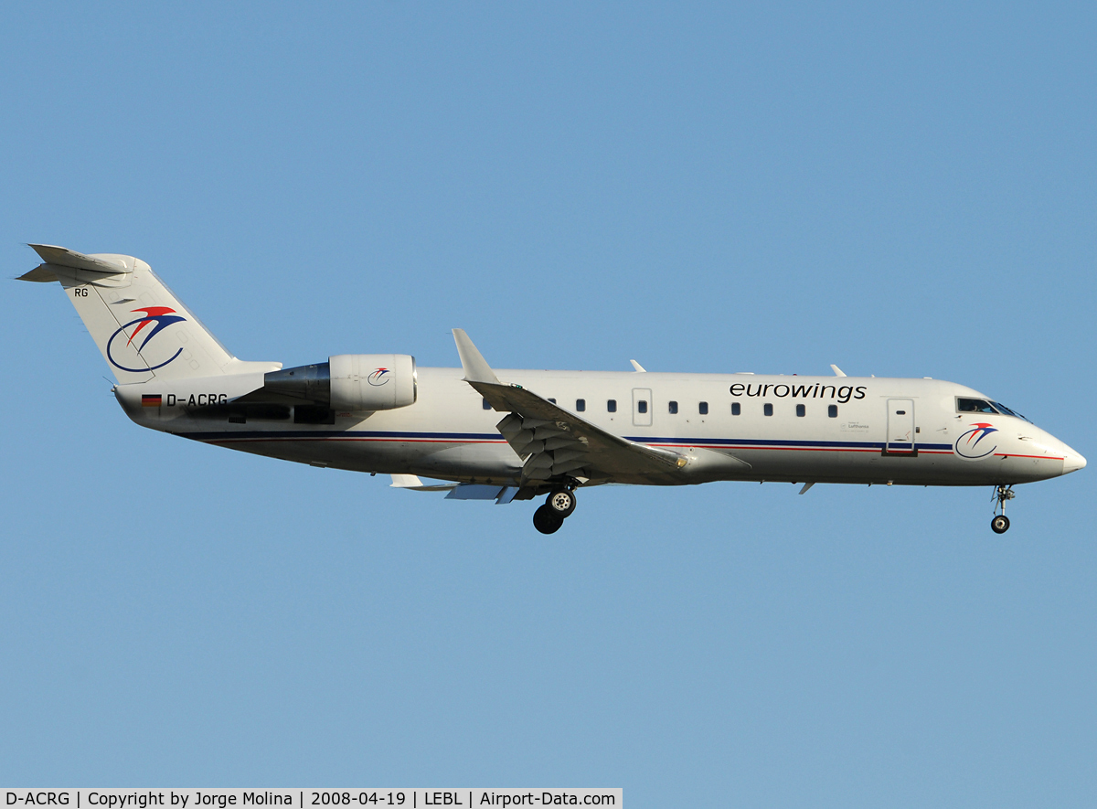 D-ACRG, 2002 Bombardier CRJ-200ER (CL-600-2B19) C/N 7630, Clear to land RWY 25R.