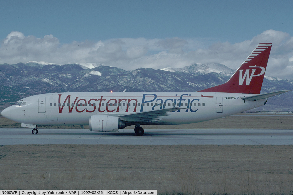 N960WP, 1985 Boeing 737-3L9 C/N 23331, Western Pacific Boeing 737-300
