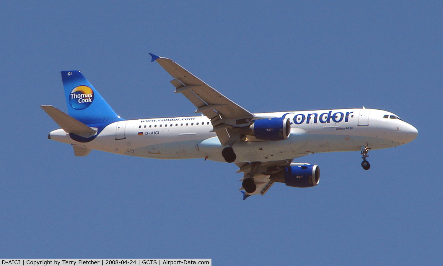 D-AICI, 2000 Airbus A320-212 C/N 1381, Condor A320 on approach to Tenerife South